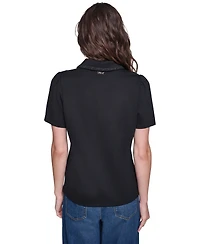 Karl Lagerfeld Paris Women's Short-Sleeve Collared Knit Polo
