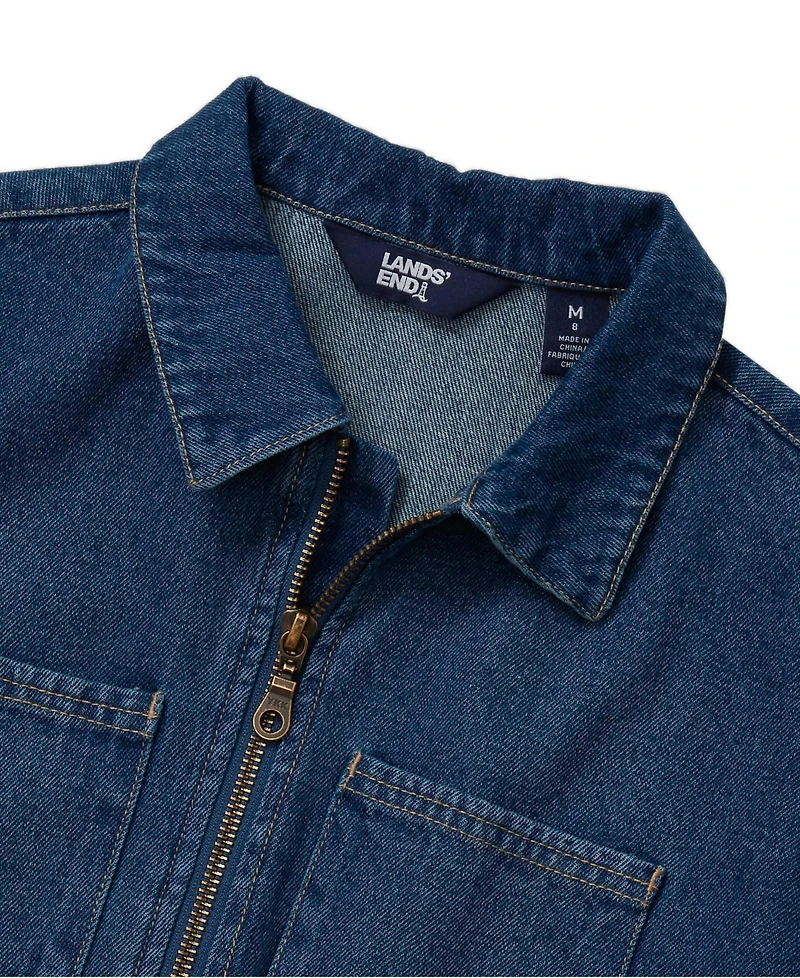 Lands' End Girls Short Sleeve Denim Jumpsuit