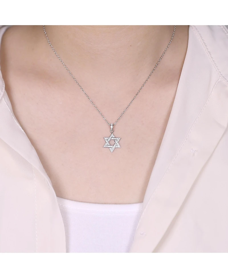 Bling Jewelry Cubic Zirconia Star of David Pendant Necklace 14K Gold Plated Silver Jewish Gift