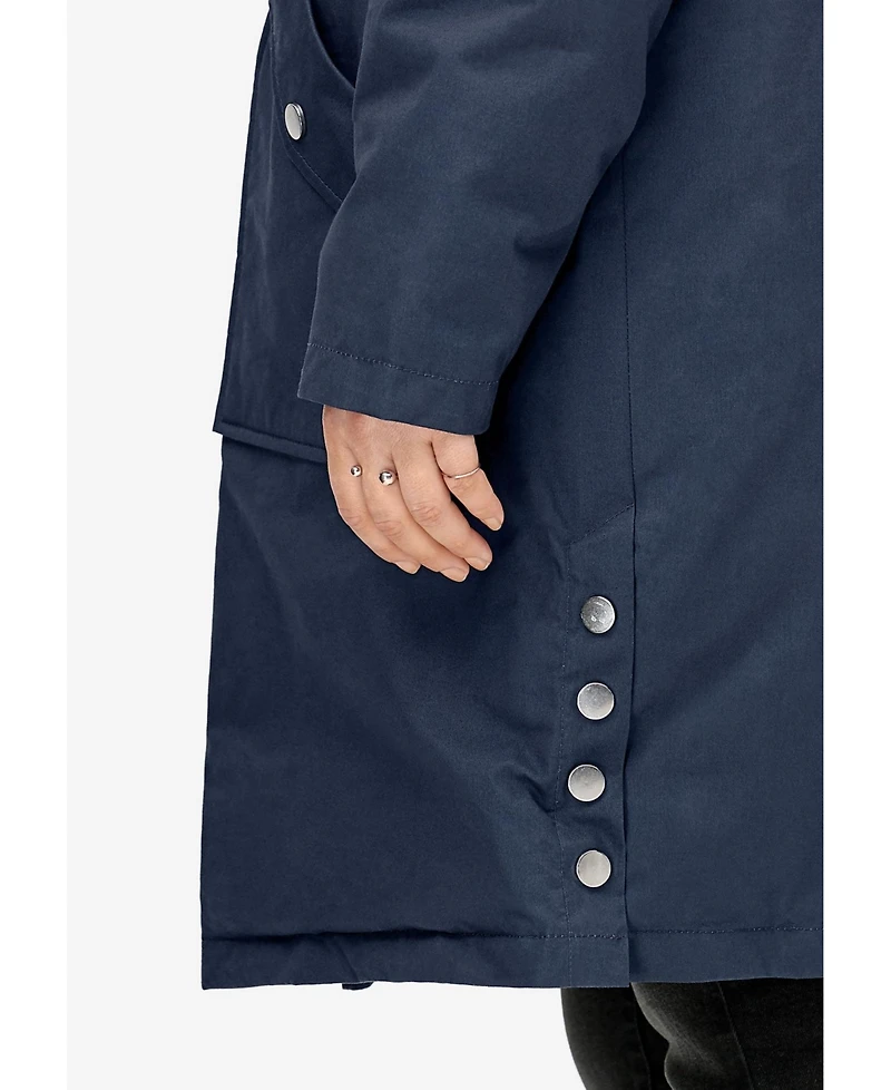 ellos Women's Side-Snap Zip-Front Parka
