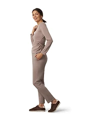 Cable & Gauge Women's Side Shirred Crew Neck Top