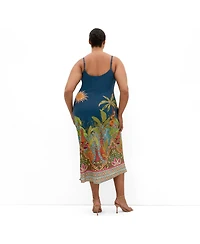 City Chic Plus Size Sadie Paradise Print Cowl Neck Midi Slip Dress