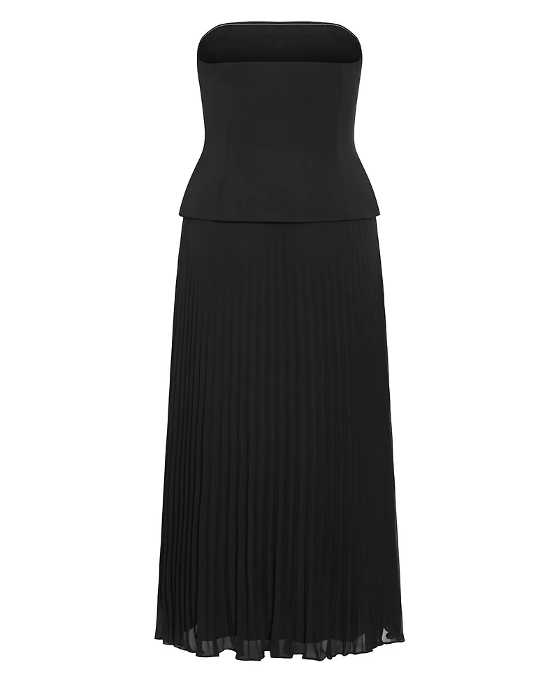 City Chic Plus Loretta Strapless Pleated Maxi Dress