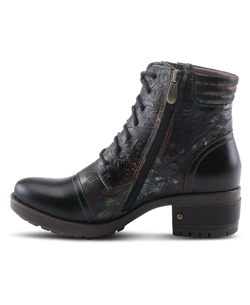 L'Artiste Women's Sunsetride Lace-Up Boot Mid with Full Grain Leather Upper