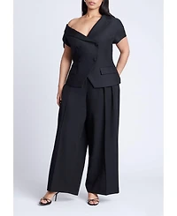 Eloquii Women's Plus Asym Neckline Short Sleeve Blazer