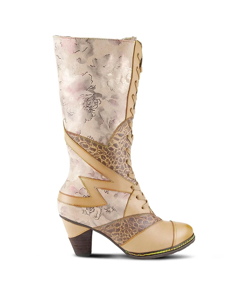 L'Artiste Women's Spring Step Malagie-Croco Tall Boot with Genuine Leather
