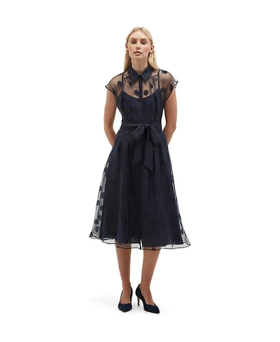 Hobbs London Women's Tess Sheer Polka Dot Shirt Dress