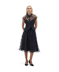 Hobbs London Women's Tess Sheer Polka Dot Shirt Dress