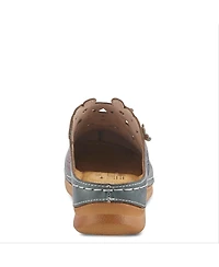 L'Artiste Women's Spring Step Augi Open Back Clog with Hand-Painted Leather