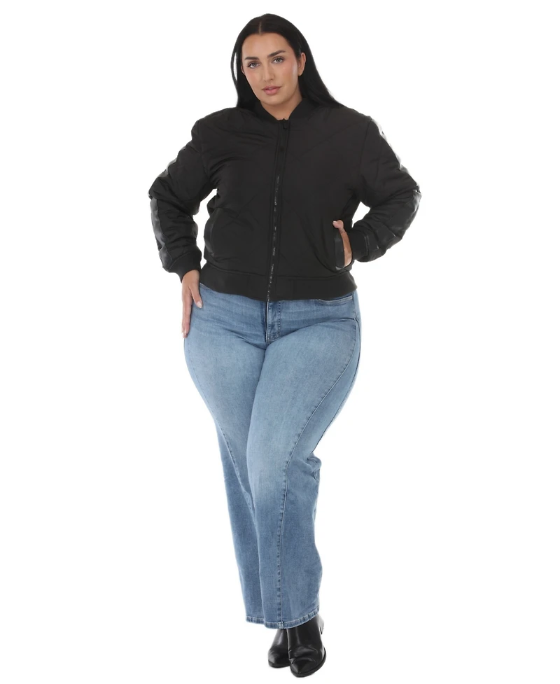 White Mark Plus Women's Quilted-Lightweight Bomber Jacket
