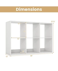 Sugift 6-Cube Bookshelf with Back Guardrail for Living Room