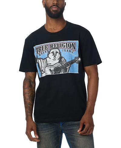 True Religion Men's Stitched Block Buddha Graphic Logo T-Shirt