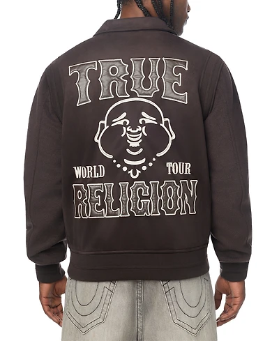 True Religion Men's Logo Faux-Suede Regular-Fit Bomber Jacket
