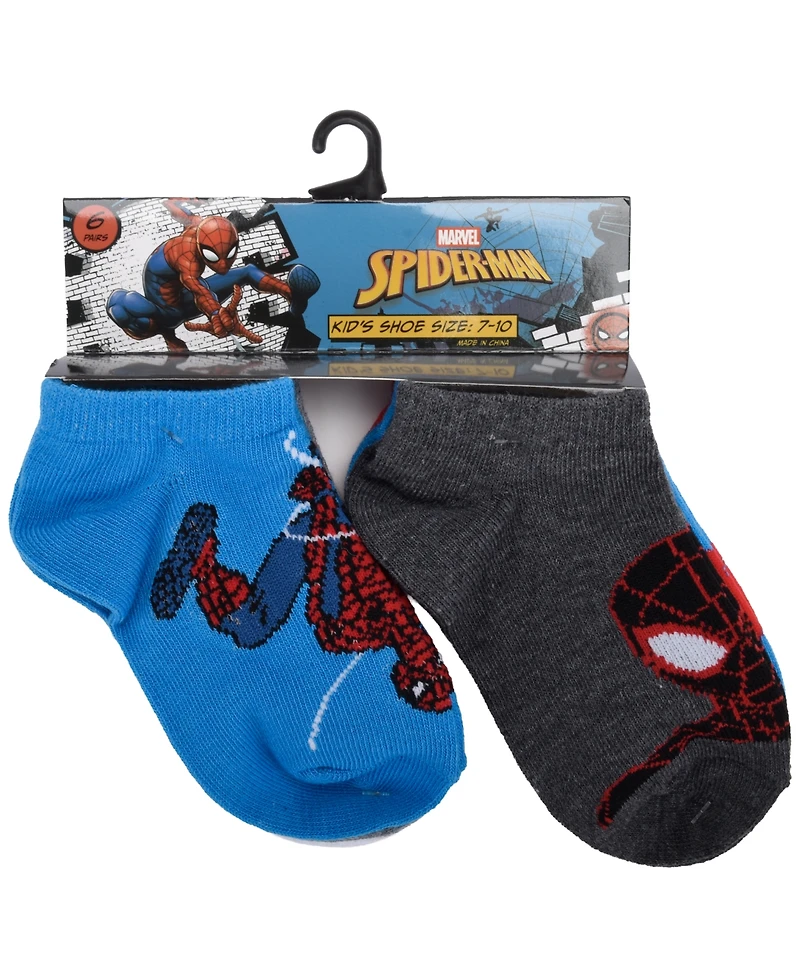 Planet Sox Boys' 4-20 Spider-Man and Miles Ankle Socks, 6-Pack