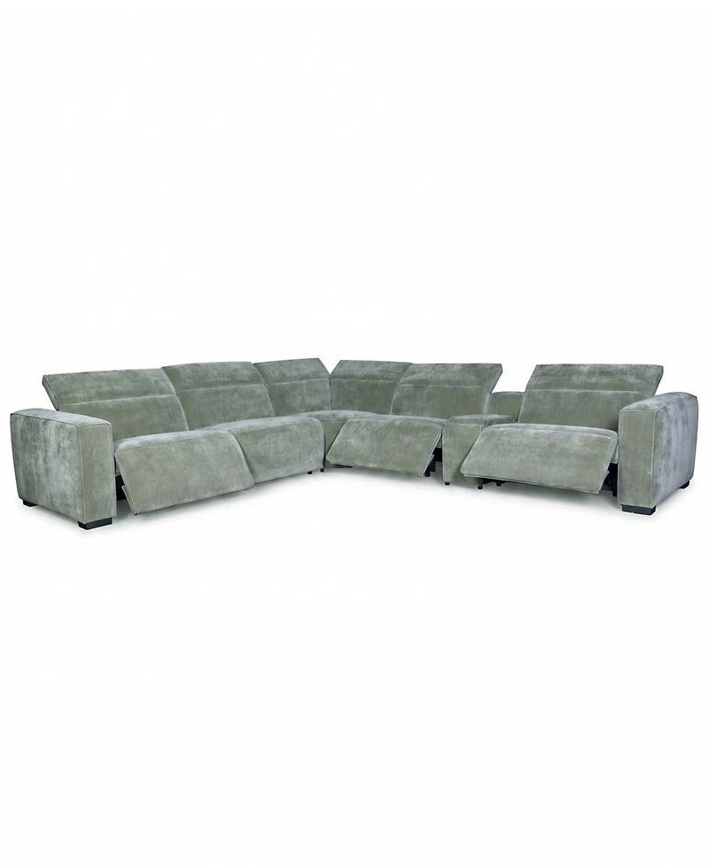 Carltoun 6-Piece Fabric Sectional with 3 Power Recliners Headrest and Console