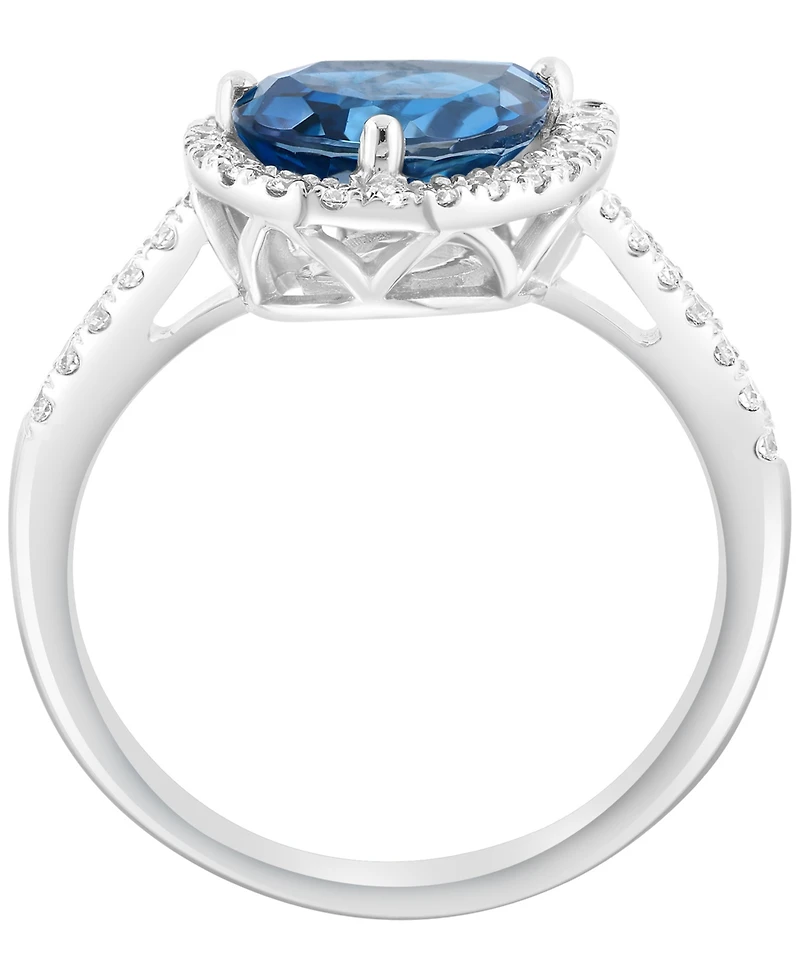 Effy Collection London Blue Topaz (2-3/8 ct. t.w.) & Diamond (1/4 ct. t.w.) Ring in 14k White Gold