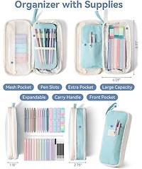 Four Candies 39Pieces Aesthetic Stationery Set w/Case, 12 Highlighters, 5 Gel Pens, 6 Pencils
