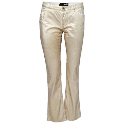 Pre-Owned Love Moschino Women's Foil Print Denim Straight Fit Jeans