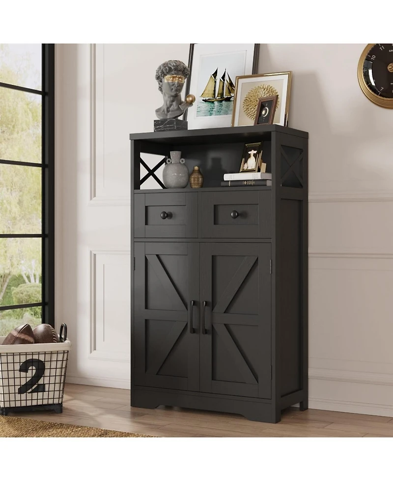 Vabches Farmhouse Storage Cabinet with Drawers and Doors