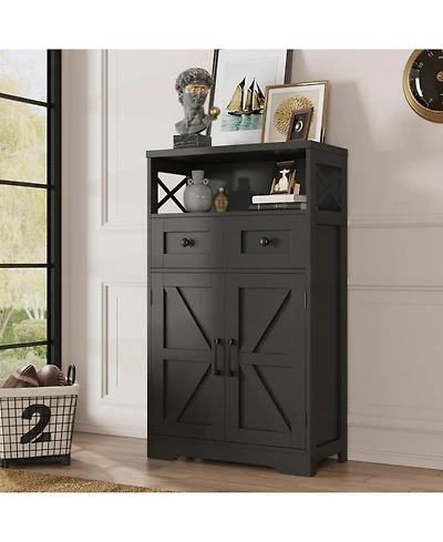Vabches Farmhouse Storage Cabinet with Drawers and Doors