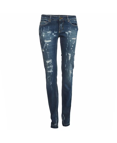 Pre-Owned Dolce & Gabbana Women's Distressed Mid-Rise Straight-Leg Denim Jeans