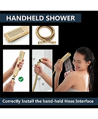 Cyqbd 12" Shower Faucet Set Rain System Handheld Spray Valve Trim Kit Wall Mount