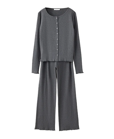 Mango Women's Openwork-Knit Cotton Pajama Pants