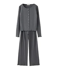 Mango Women's Openwork-Knit Cotton Pajama Pants