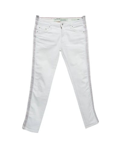 Pre-Owned Off-White Women's Mid-Rise Skinny Logo Tape Detail Denim Jeans