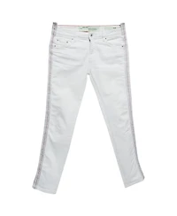 Pre-Owned Off-White Women's Mid-Rise Skinny Logo Tape Detail Denim Jeans