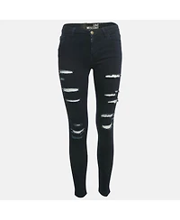 Pre-Owned Love Moschino Women's Distressed Mid-Rise Skinny Jeans