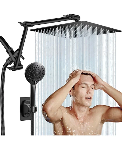 Cyqbd 12'' Rain Shower Head Handheld Spray Extension Arm 5 Setting Hose
