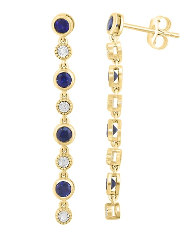 Effy Collection Sapphire (7/8 ct. t.w.) & Diamond (1/20 ct. t.w.) Drop Earrings in Sterling Silver