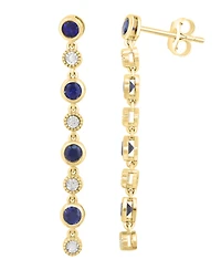 Effy Collection Sapphire (7/8 ct. t.w.) & Diamond (1/20 ct. t.w.) Drop Earrings in Sterling Silver