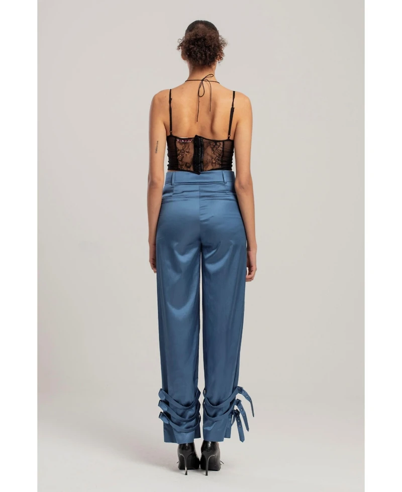 Pcfg Women's Linen-Blend Shiny Pant