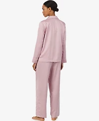 Lauren Ralph Women's Long-Sleeve Satin Notch-Collar Top and Pants, 2-Piece Set