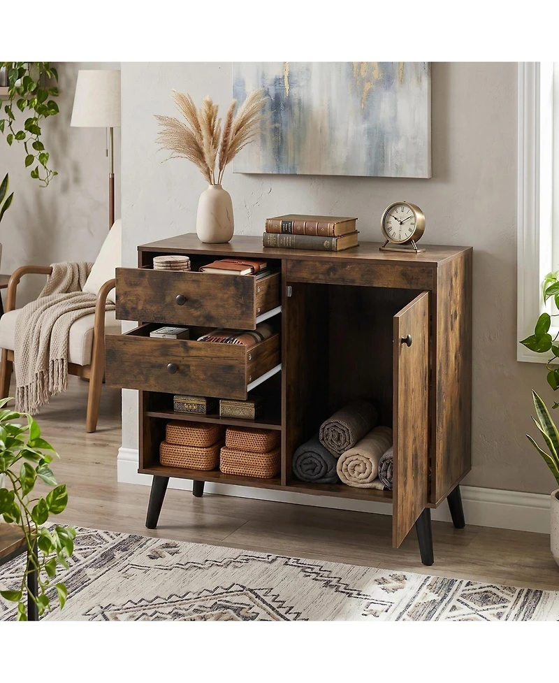 Costway Buffet Cabinet with Storage, 31" Sideboard Credenza Door, Open Compartments