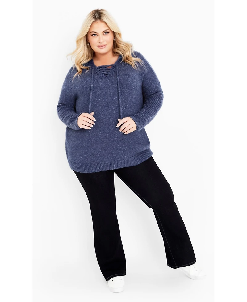 Avenue Women's Plus Rory Laceup Sweater