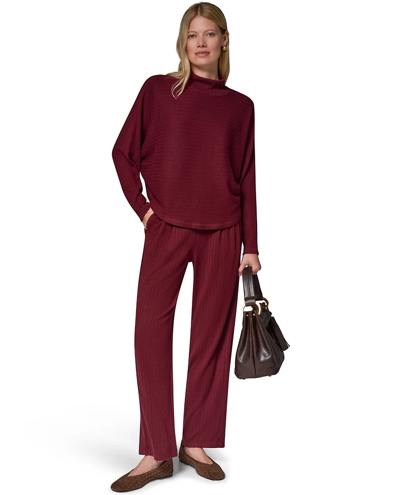 Donna Karan Weekend Women's Brushed-Rib Dolman-Sleeve Mock Neck Pullover