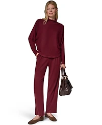 Donna Karan Weekend Women's Brushed-Rib Dolman-Sleeve Mock Neck Pullover