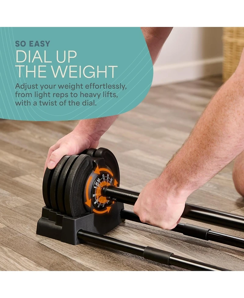Lifepro Adjustable Dumbbells Set with Rack - Quick Adjust Weights, Secure Grip, Compact Design for Home Gym