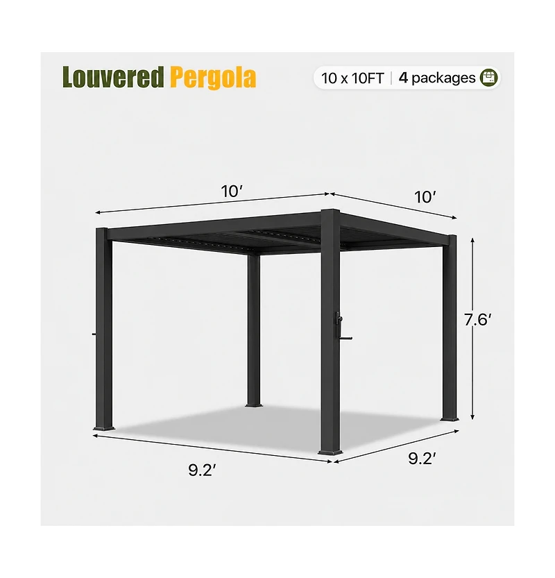 Aoxun Louvered Pergola with Mg-Al-Zn Steel Frame