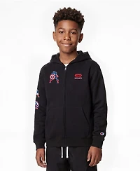Champion Big Boys and Girls Black New England Patriots Disney X Full-Zip Hoodie