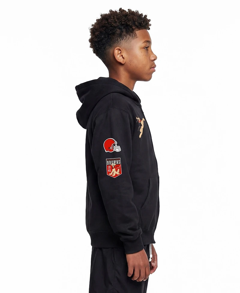 Champion Big Boys and Girls Black Cleveland Browns Disney X Full-Zip Hoodie