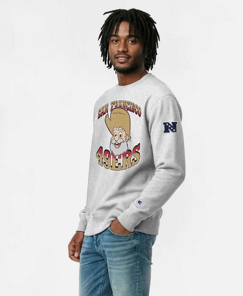 Champion Men's Silver San Francisco 49ers Disney X Reverse Weave Fleece Crewneck Sweatshirt