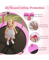 Gymax 60'' Trampoline for Kids with Enclosure with Adjustable Gymnastics Bar Swing Toys