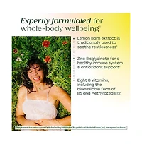 MegaFood L-Theanine and Vitamin B Complex 200mg Methyl B12 Folate Zinc Lemon Balm 60 Ct
