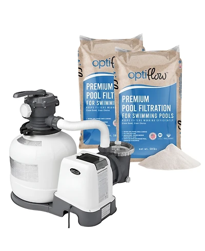 Intex Krystal Clear 2800GPH Sand Filter Pump and OptiFlow Premium Pool Filter Sand