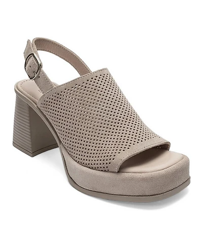 Forever and Always Shoes Women's Penvia Block Heel Leather Platform Sandal