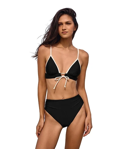 Cupshe Women's Soft Front Tie Triangle High Waist Bikini Set